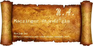 Maczinger Atanázia névjegykártya